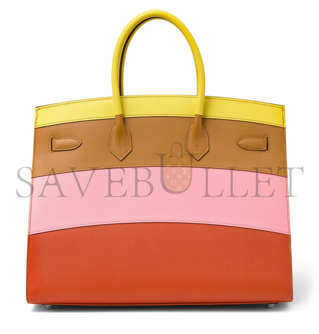 HERMES BIRKIN 35 EPSOM LEATHER RAINBOW BAG SILVER BUCKLE H028326CK03 (35*28*18cm)